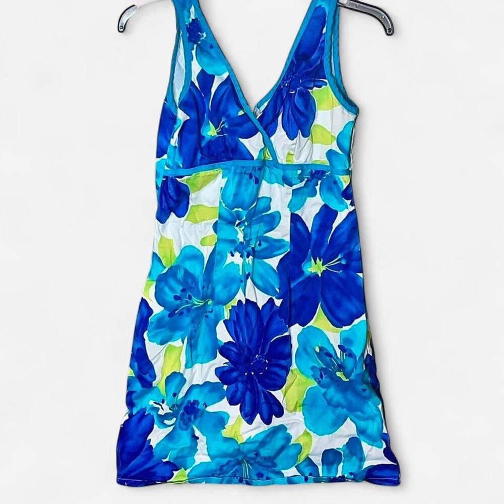 Studio Y Blue Turquoise Floral Sleeveless Short Dress - Size 7/8
